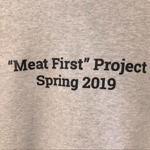 Full-Zip Gray Hoodie Funny Graphic Meat First EUC